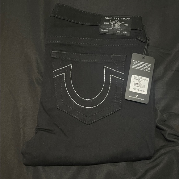 True Religion Women's Dark Jeans with White Stitching - Picture 1 of 4